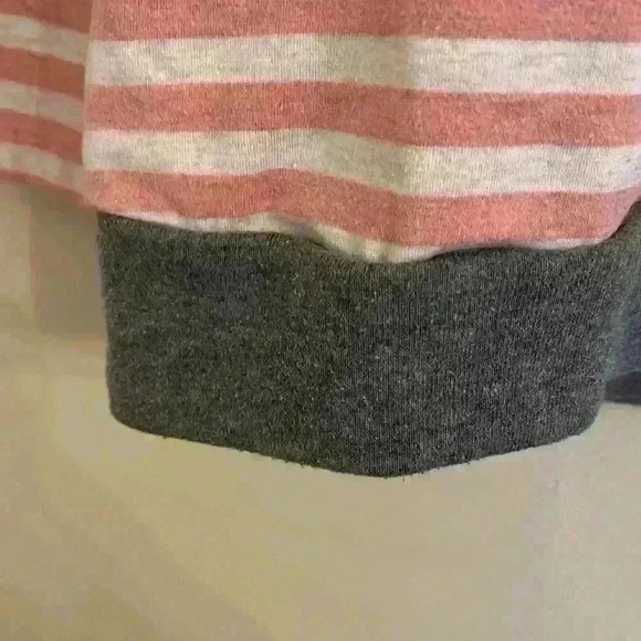 Ampersand Ave Hoodie Pullover Double Hood Pink Cream and Gray Size M - Picture 10 of 16